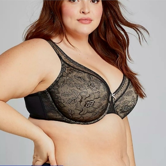 CACIQUE Modern Lace Unlined Full Coverage Bra, size 44D - Picture 1 of 15